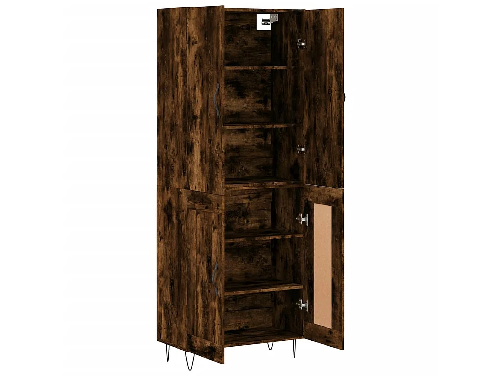 Hoge kast 69,5x34x180 cm bewerkt hout gerookt eikenkleurig NL20650