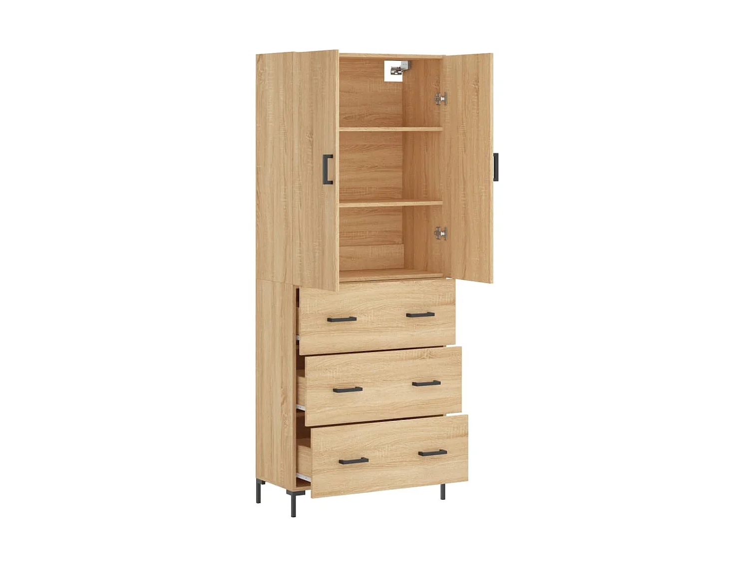 Highboard,Kommode Sonoma-Eiche 69,5x34x180 cm Holzwerkstoff -gkd247795