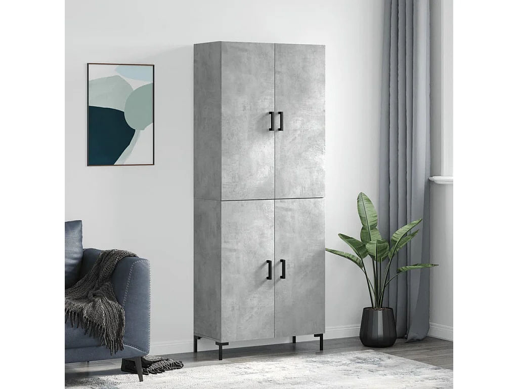 Aparador alto madera contrachapada gris hormigón 69,5x34x180 cm ES38839