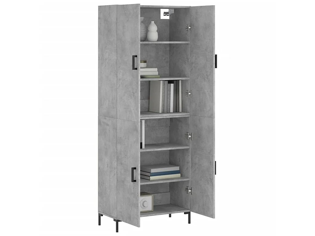 Highboard,Kommode Betongrau 69,5x34x180 cm Holzwerkstoff -gkd144731