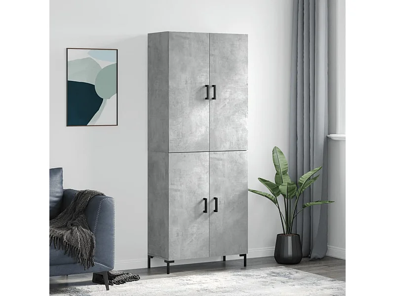 Highboard,Kommode Betongrau 69,5x34x180 cm Holzwerkstoff -gkd144731