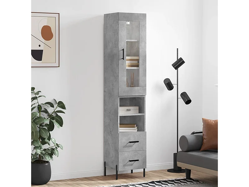 Aparador de madera contrachapada gris hormigón 34,5x34x180 cm ES91992