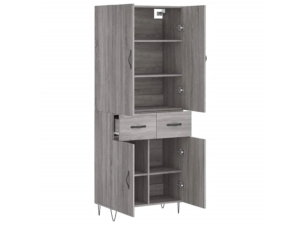 Aparador alto madera contrachapada gris sonoma 69,5x34x180 cm ES19464