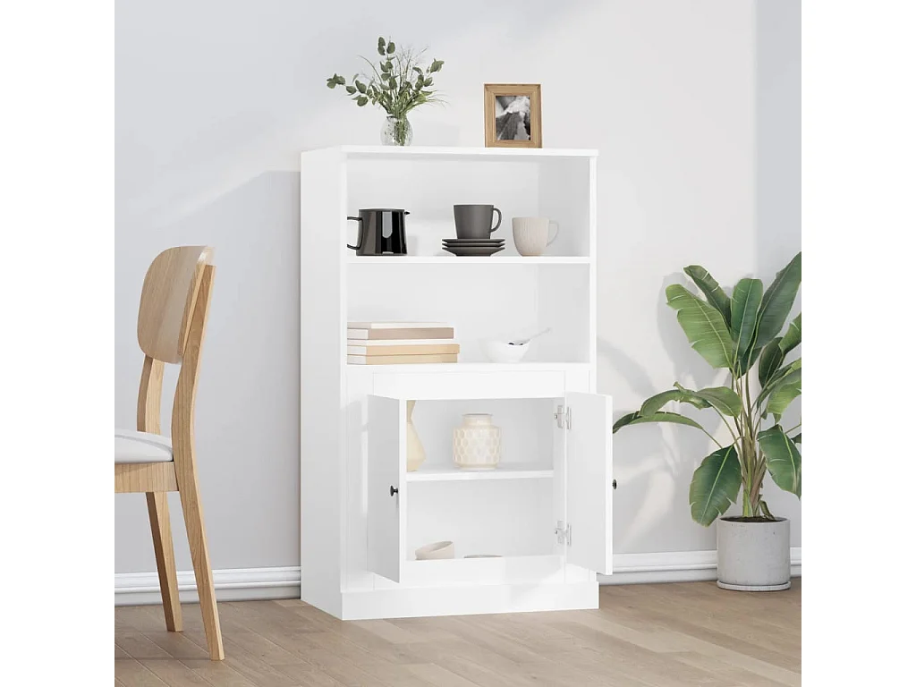 Aparador de madera contrachapada blanco 60x35,5x103,5 cm ES96508