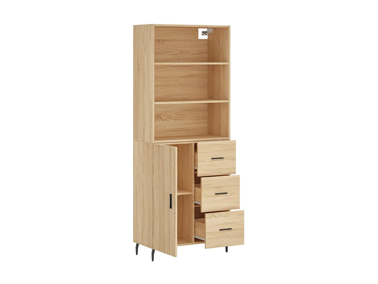 Hoge kast 69,5x34x180 cm bewerkt hout sonoma eikenkleurig NL17712