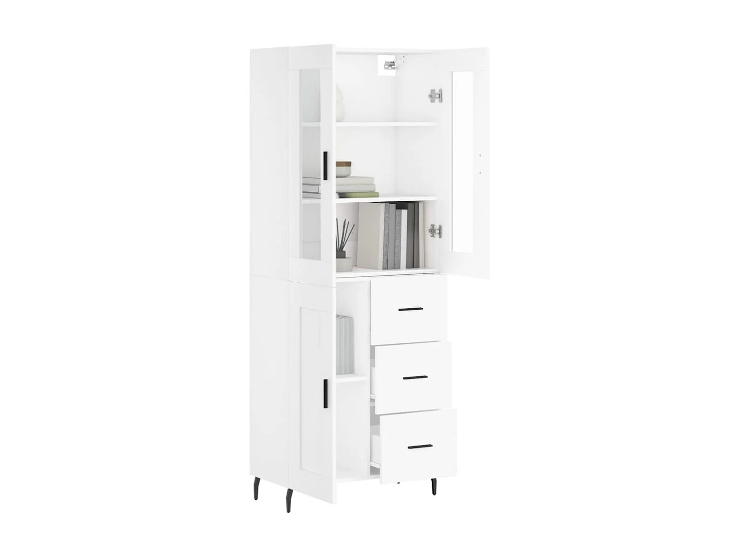 Highboard,Kommode Weiß 69,5x34x180 cm Holzwerkstoff -gkd129959