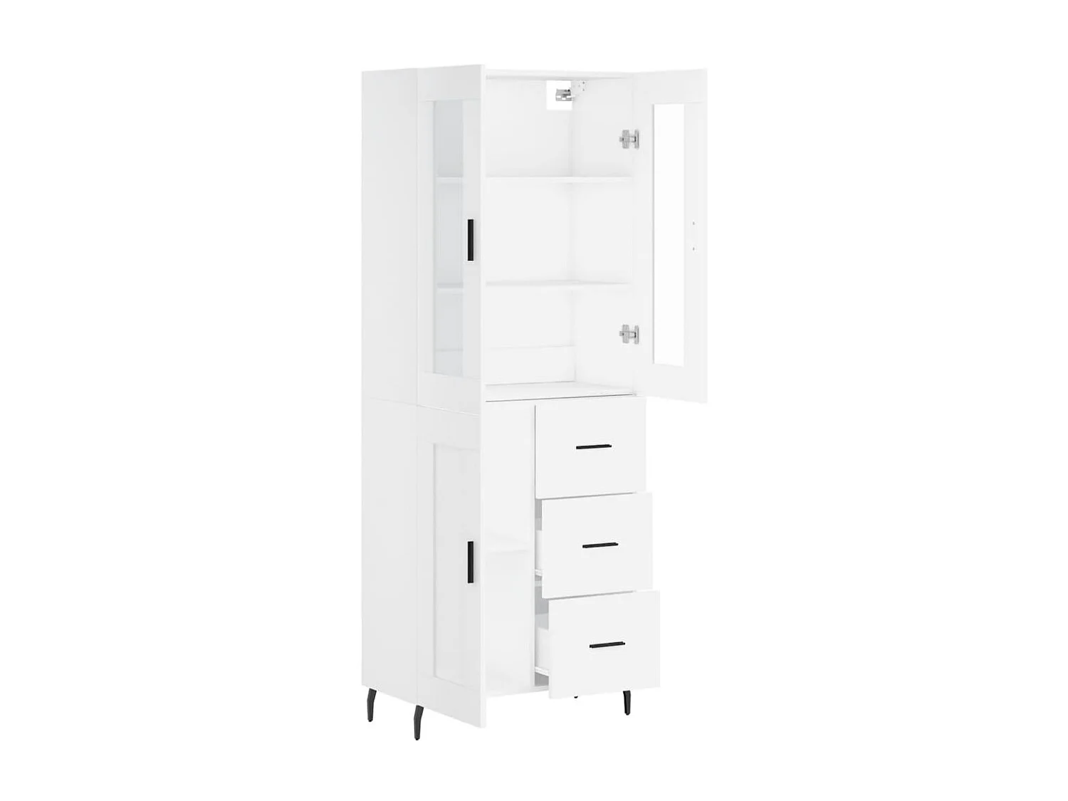 Highboard,Kommode Weiß 69,5x34x180 cm Holzwerkstoff -gkd129959