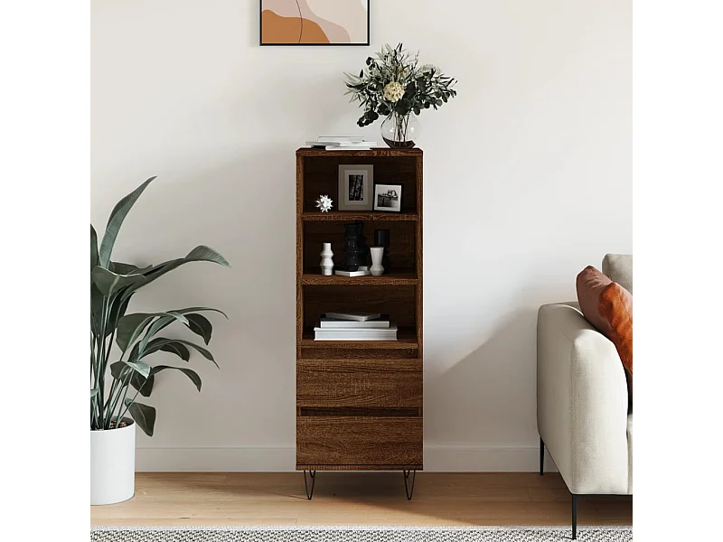 Highboard,Kommode Braun Eichen-Optik 40x36x110 cm Holzwerkstoff -gkd825762