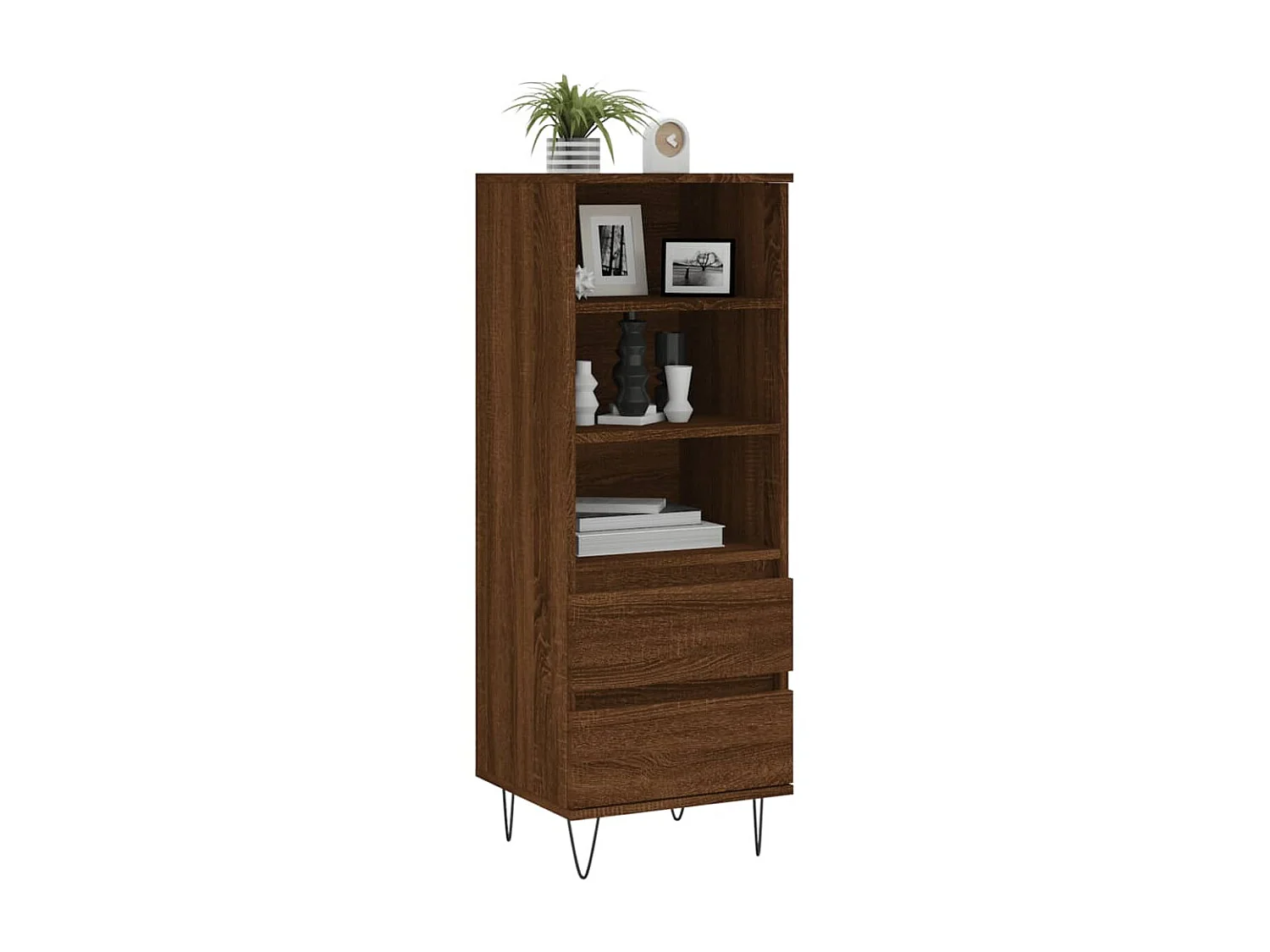 Highboard,Kommode Braun Eichen-Optik 40x36x110 cm Holzwerkstoff -gkd825762