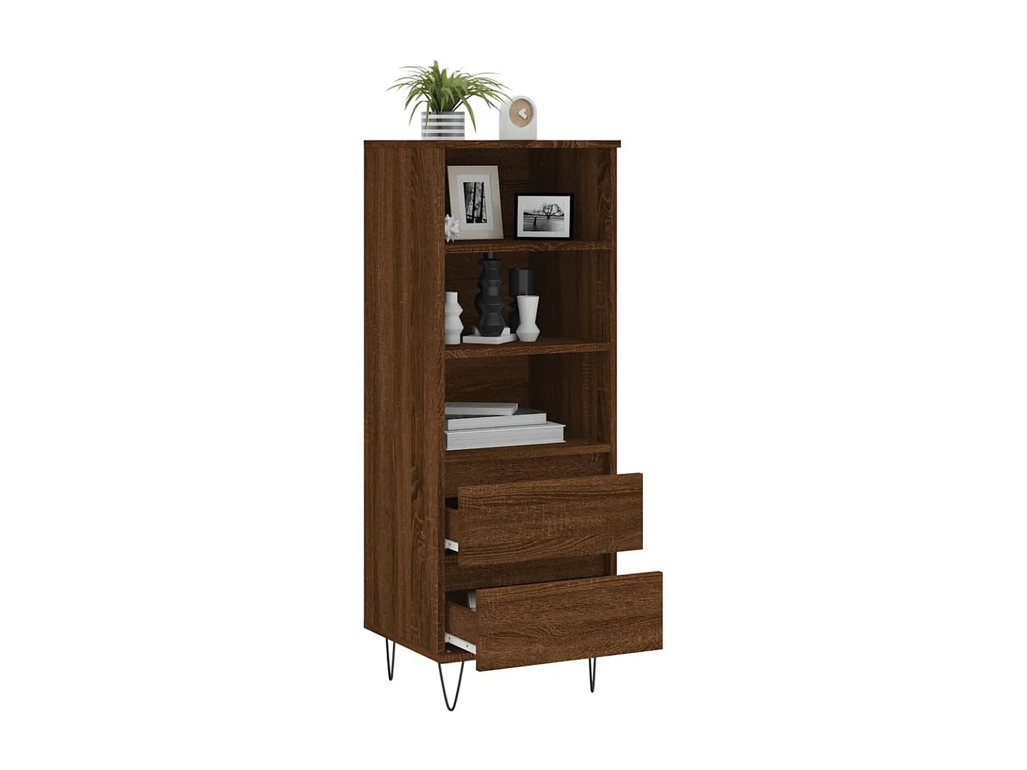 Highboard,Kommode Braun Eichen-Optik 40x36x110 cm Holzwerkstoff -gkd825762