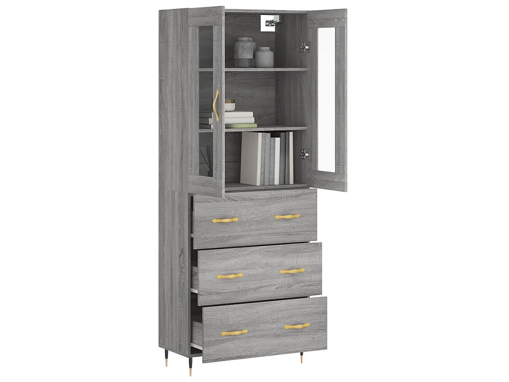 Buffet haut Sonoma gris 69,5x34x180 cm Bois d'ingénierie QWE33437