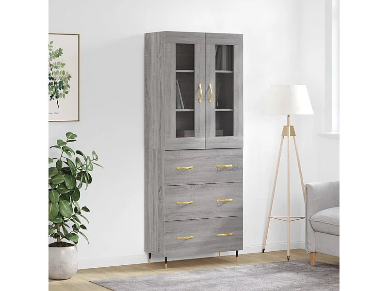 Buffet haut Sonoma gris 69,5x34x180 cm Bois d'ingénierie QWE33437