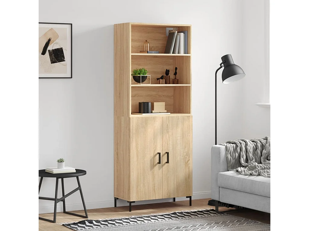 Buffet haut Chêne sonoma 69,5x34x180 cm Bois d'ingénierie QWE99929
