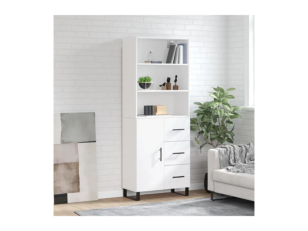 Aparador alto madera contrachapada blanco 69,5x34x180 cm ES32952