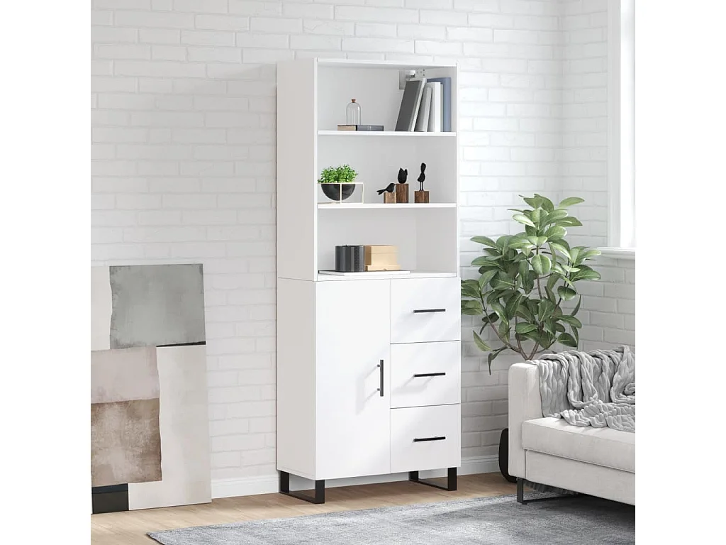 Aparador alto 69,5x34x180 cm derivados de madeira branco PT211724