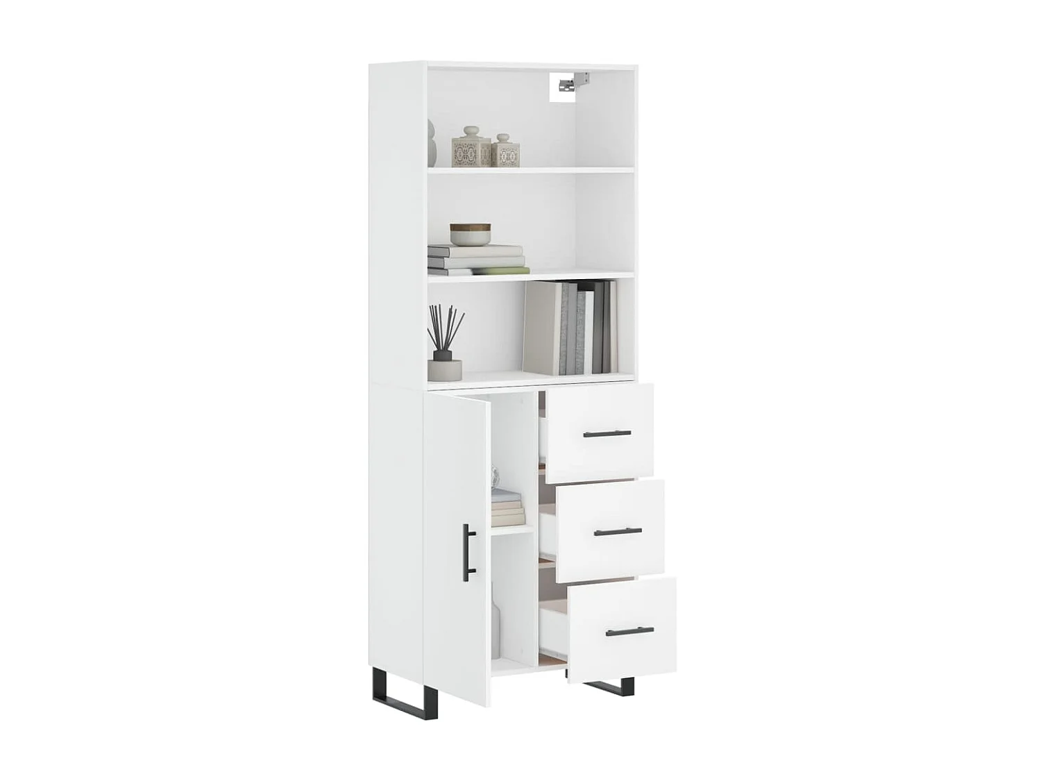 Aparador alto 69,5x34x180 cm derivados de madeira branco PT211724