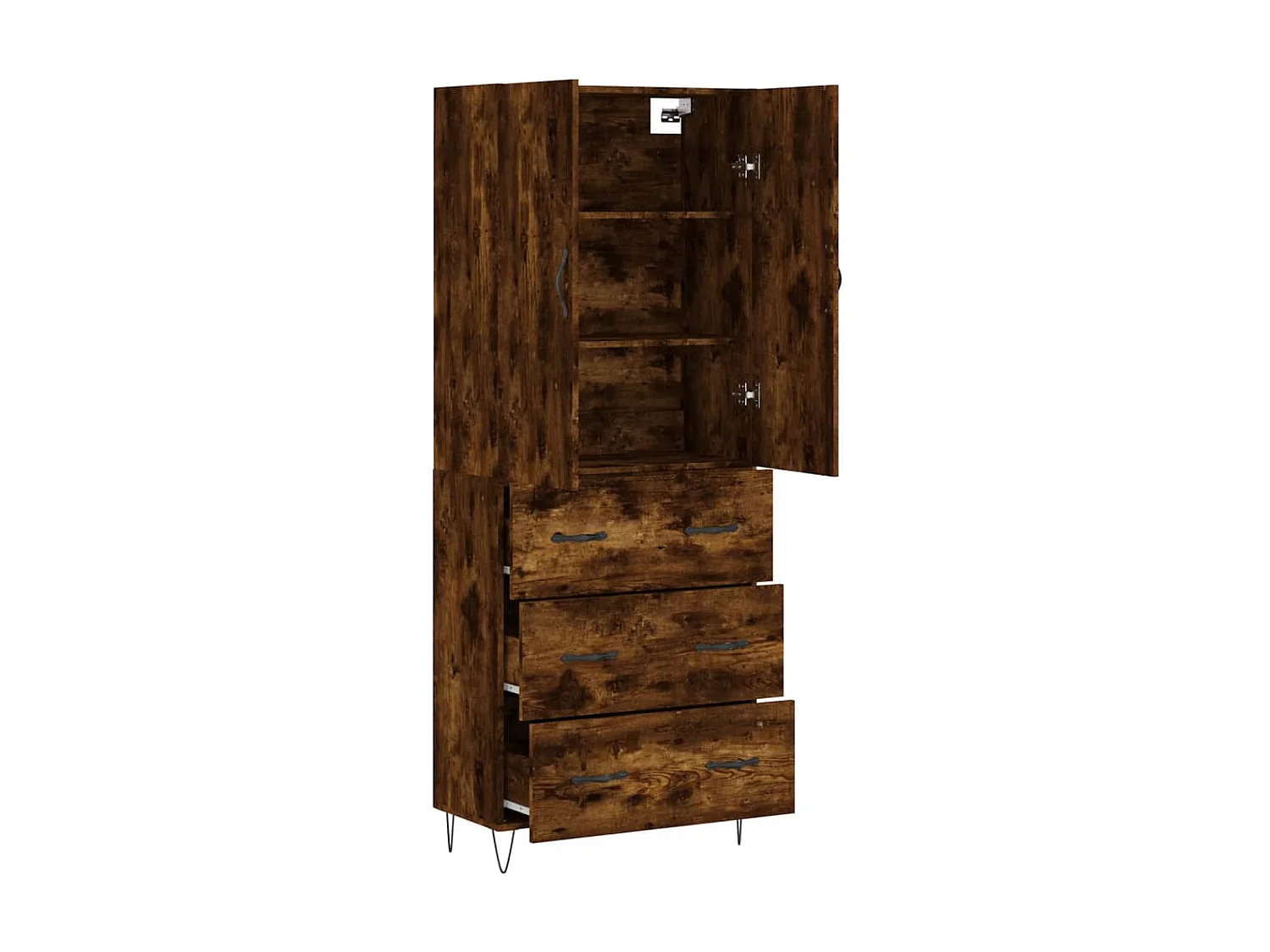 Aparador alto 69,5x34x180 cm madeira processada carvalho fumado PT582485