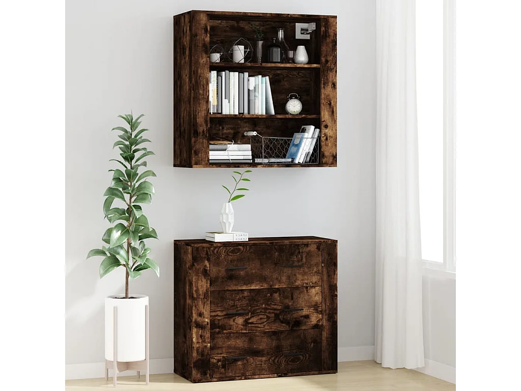 Highboard,Kommode Räuchereiche Holzwerkstoff -gkd897674