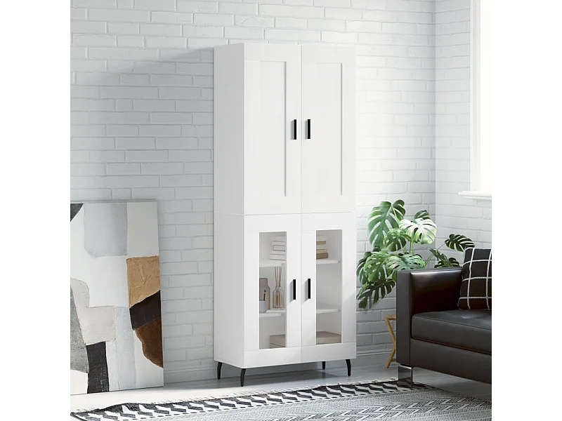 Aparador alto madera contrachapada blanco 69,5x34x180 cm ES69375