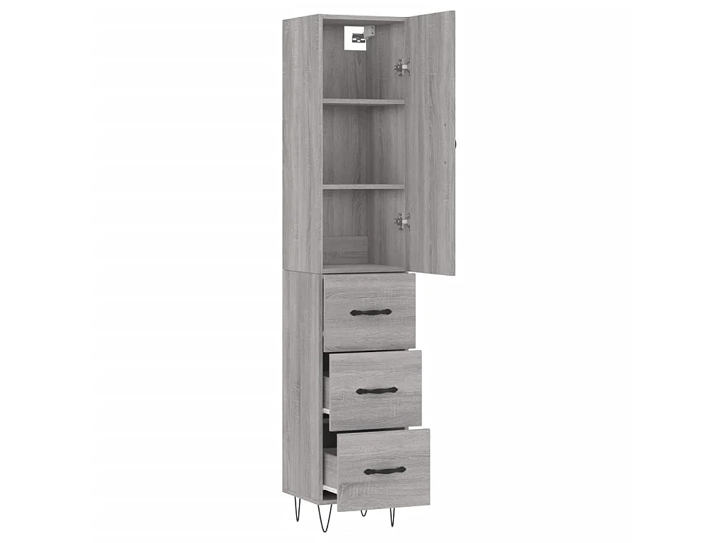 Aparador alto madera contrachapada gris Sonoma 34,5x34x180 cm ES53268
