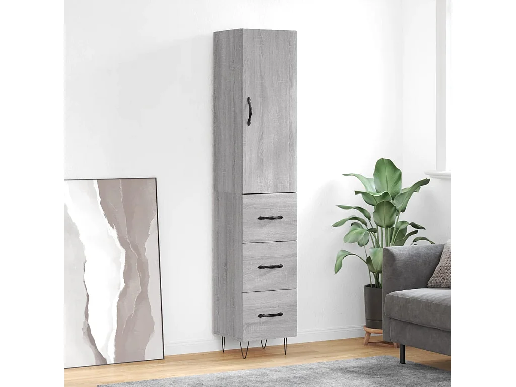 Buffet haut Sonoma gris 34,5x34x180 cm Bois d'ingénierie WOS3416