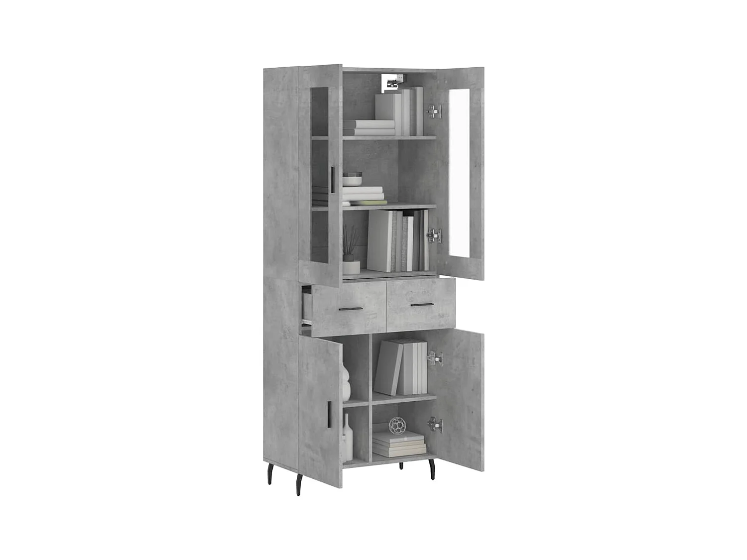 Highboard,Kommode Betongrau 69,5x34x180 cm Holzwerkstoff -gkd183966