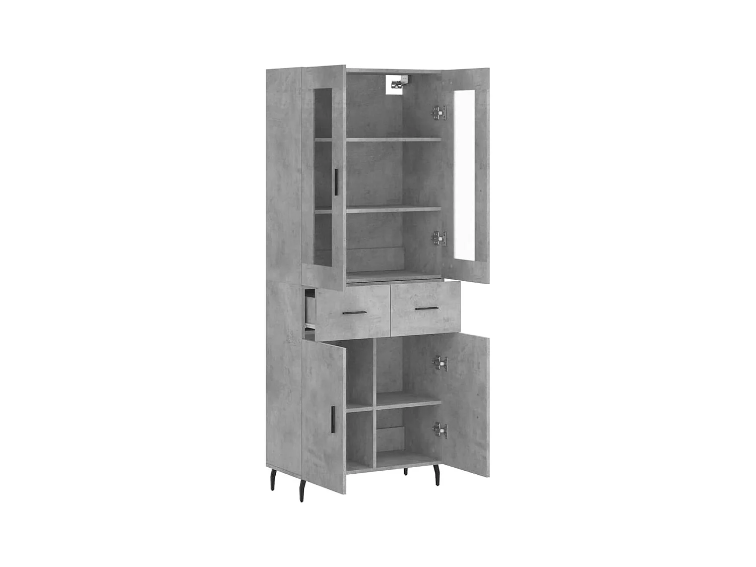 Highboard,Kommode Betongrau 69,5x34x180 cm Holzwerkstoff -gkd183966