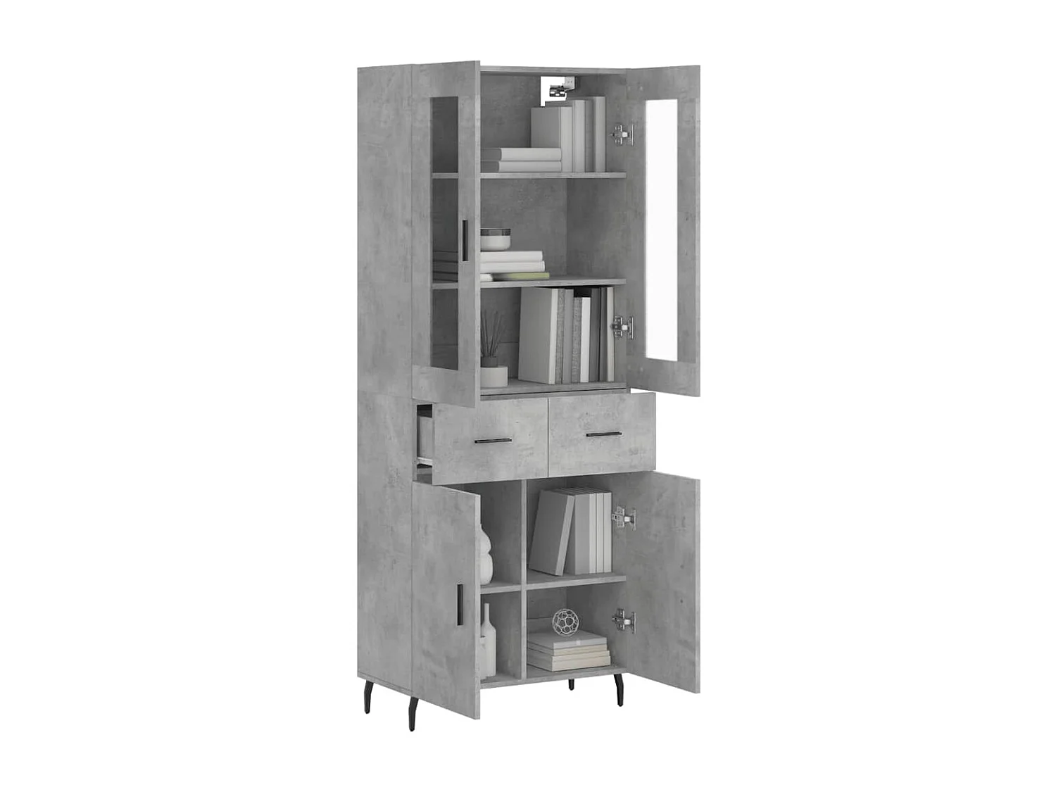 Buffet haut Gris béton 69,5x34x180 cm Bois d'ingénierie QWE89886