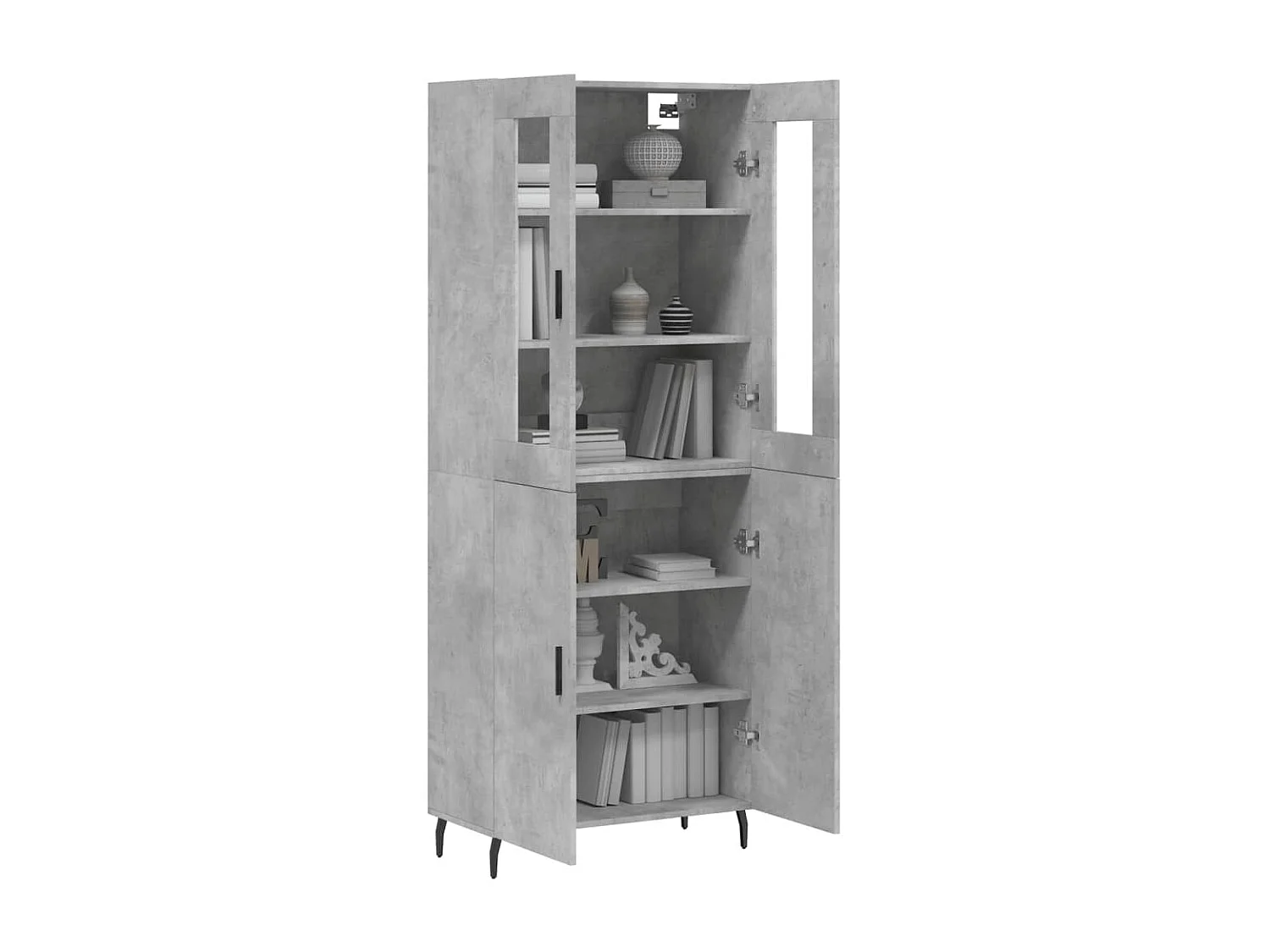 Buffet haut Gris béton 69,5x34x180 cm Bois d'ingénierie QWE82197