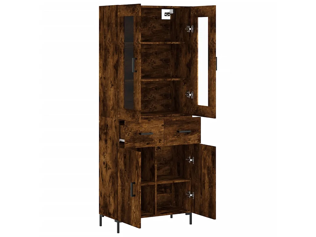 Aparador alto madera contrachapada roble ahumado 69,5x34x180 cm ES58409
