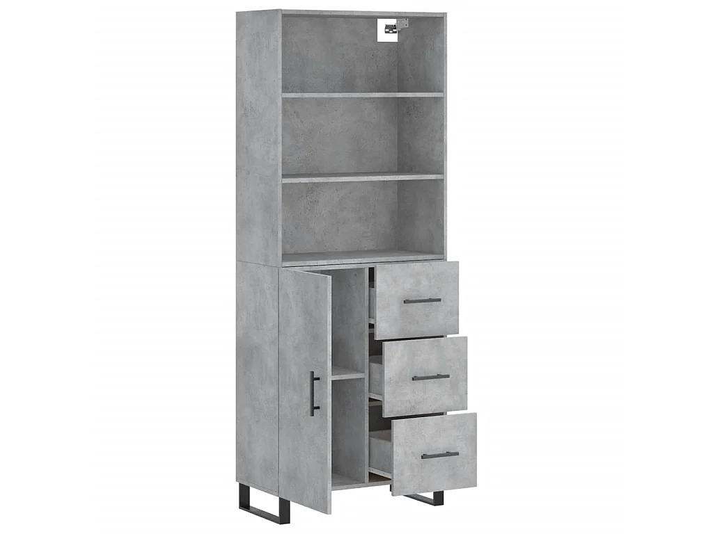 Aparador alto madera contrachapada gris hormigón 69,5x34x180 cm ES52417