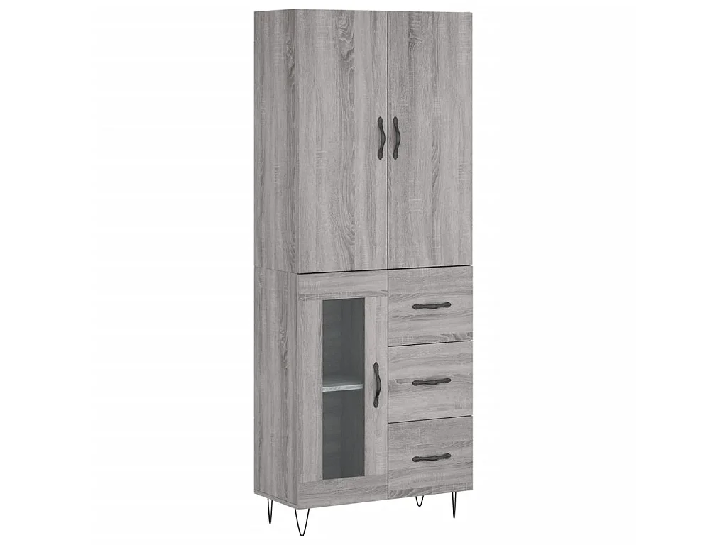 Highboard,Kommode Grau Sonoma 69,5x34x180 cm Holzwerkstoff -gkd373887