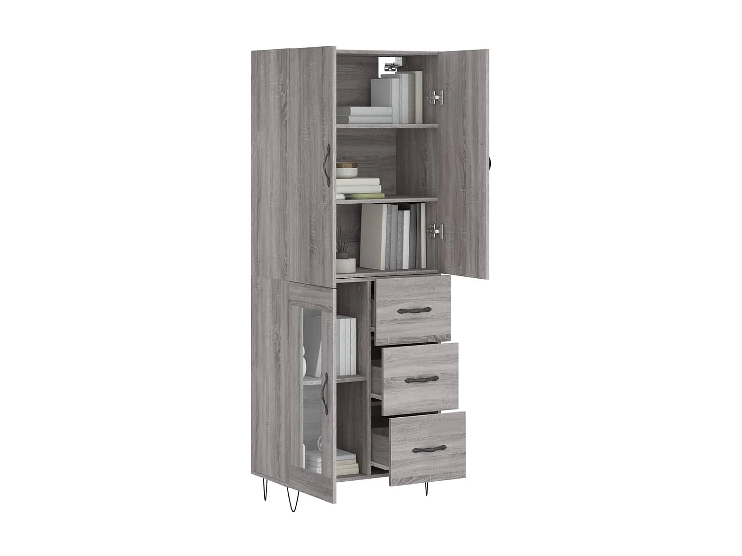 Highboard,Kommode Grau Sonoma 69,5x34x180 cm Holzwerkstoff -gkd373887