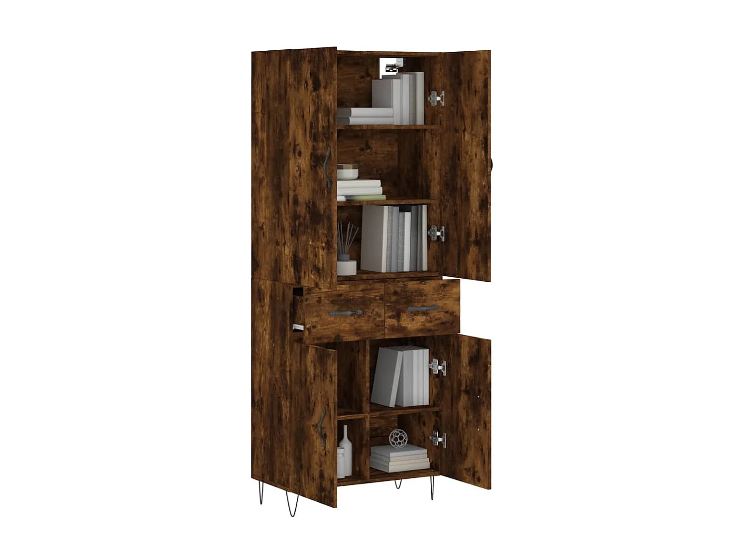 Buffet haut Chêne fumé 69,5x34x180 cm Bois d'ingénierie QWE15968