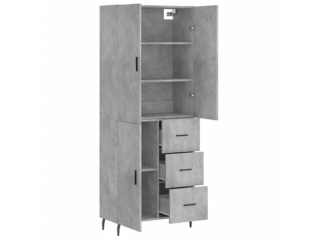 Aparador alto madera contrachapada gris hormigón 69,5x34x180 cm ES46396