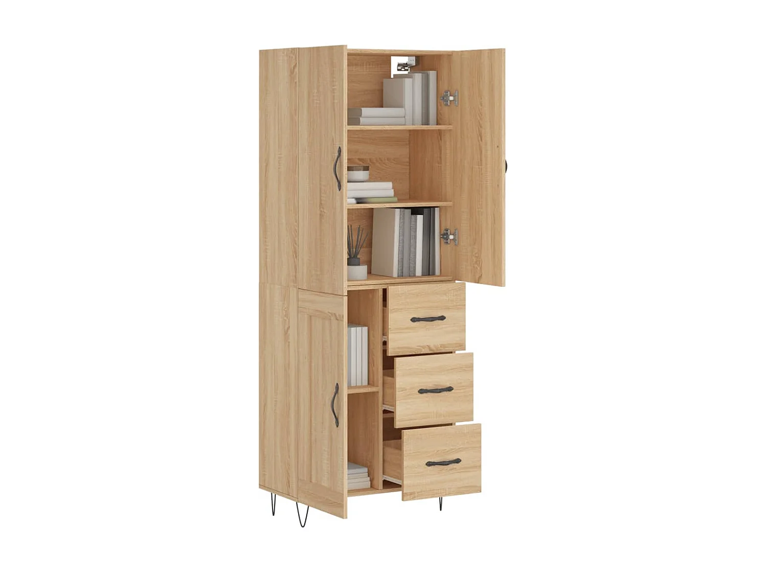 Highboard,Kommode Sonoma-Eiche 69,5x34x180 cm Holzwerkstoff -gkd295506