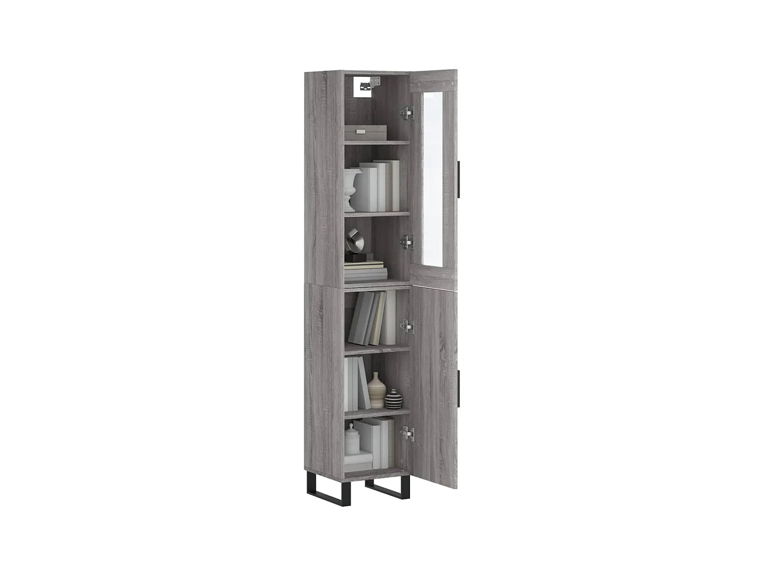 Highboard,Kommode Grau Sonoma 34,5x34x180 cm Holzwerkstoff -gkd823356