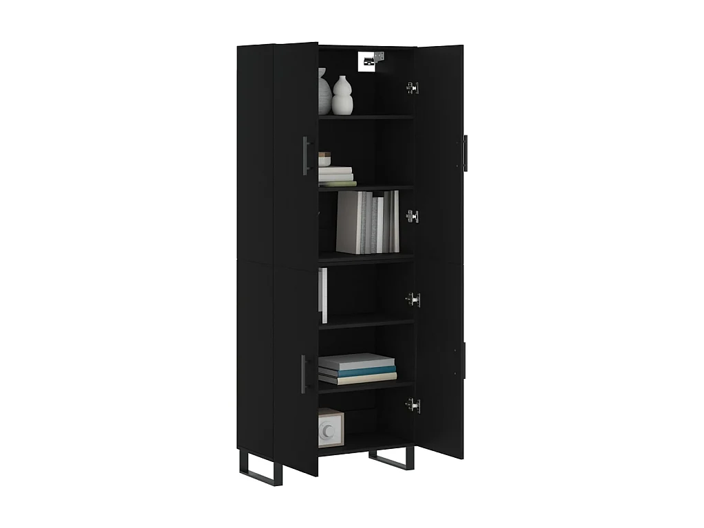 Highboard,Kommode Schwarz 69,5x34x180 cm Holzwerkstoff -gkd531336