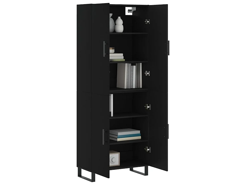 Highboard,Kommode Schwarz 69,5x34x180 cm Holzwerkstoff -gkd531336