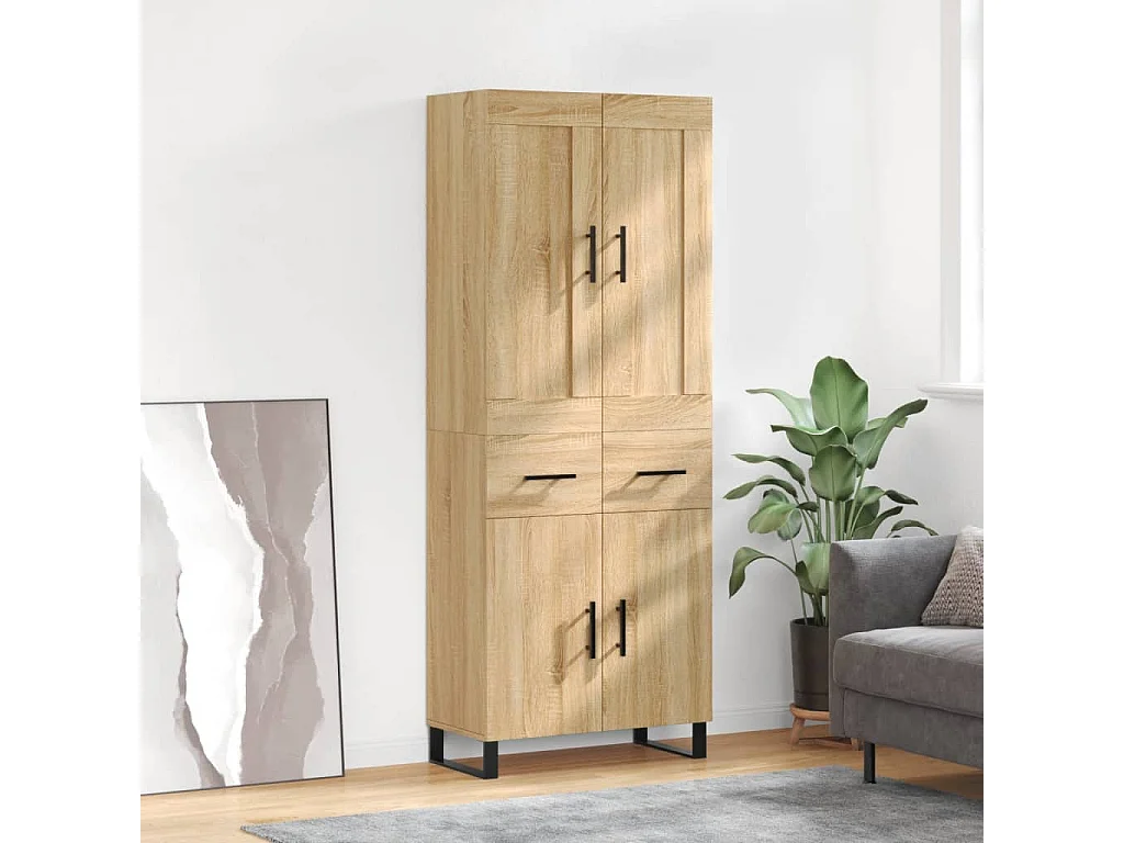 Buffet haut Chêne sonoma 69,5x34x180 cm Bois d'ingénierie QWE29718