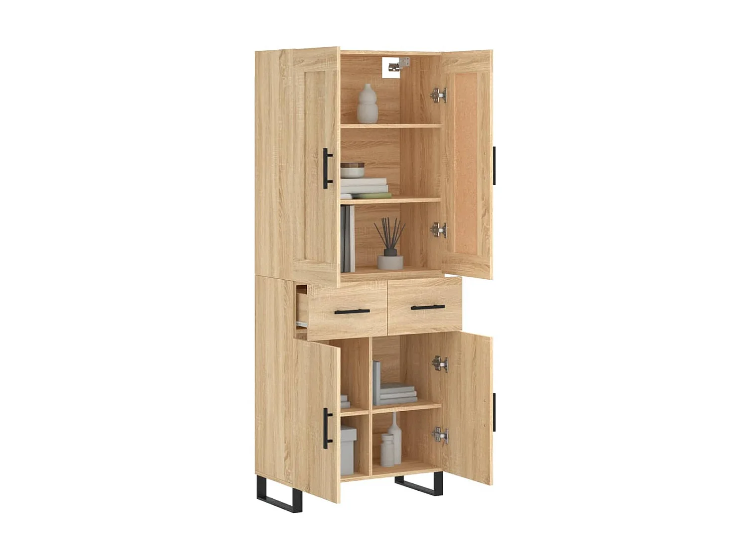 Buffet haut Chêne sonoma 69,5x34x180 cm Bois d'ingénierie QWE29718