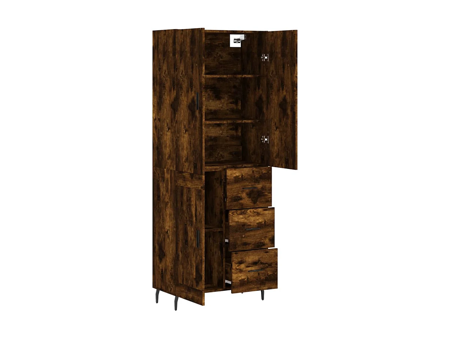 Aparador alto madera contrachapada roble ahumado 69,5x34x180 cm ES35151