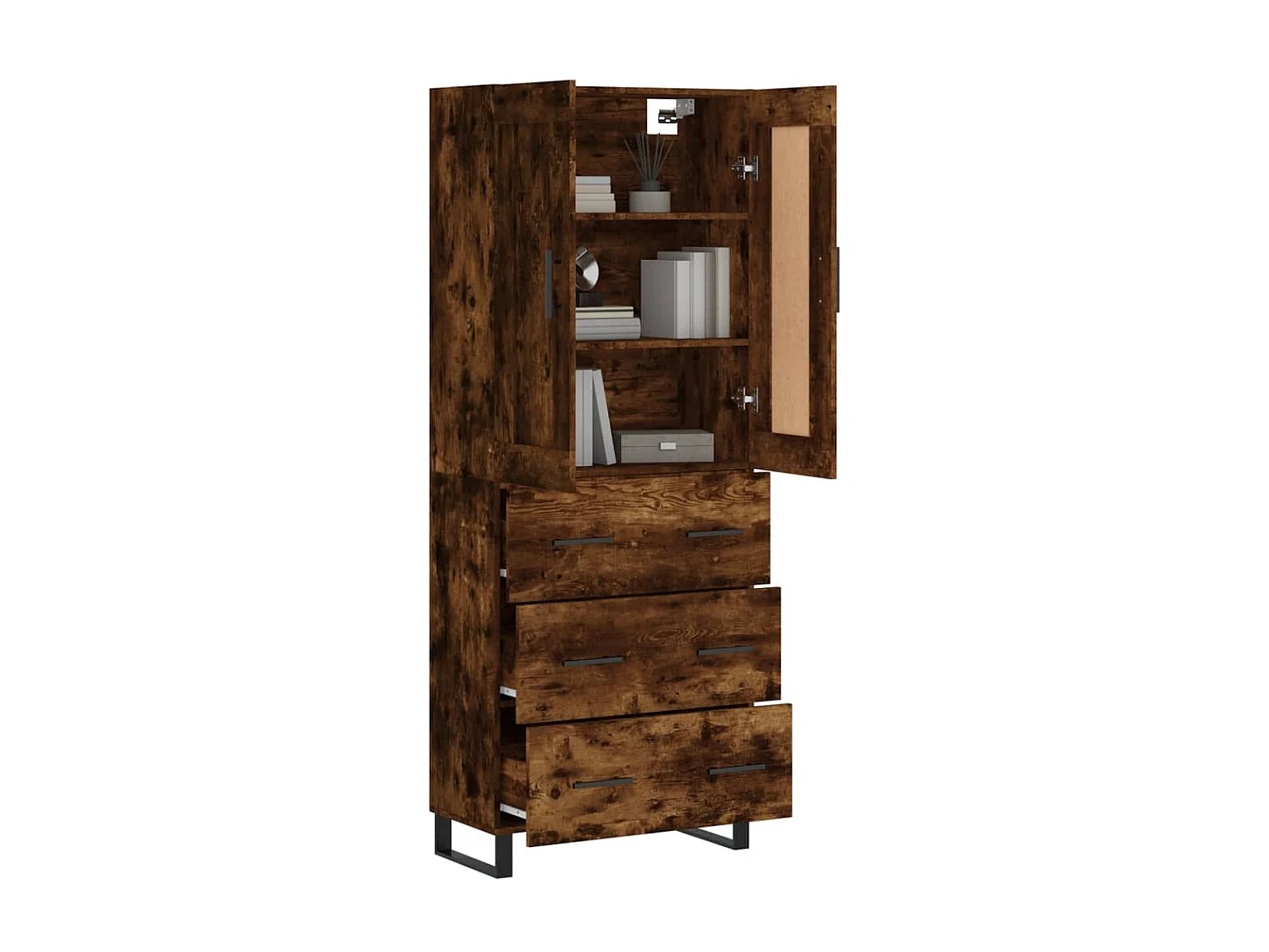 Aparador alto madera contrachapada roble ahumado 69,5x34x180 cm ES478902