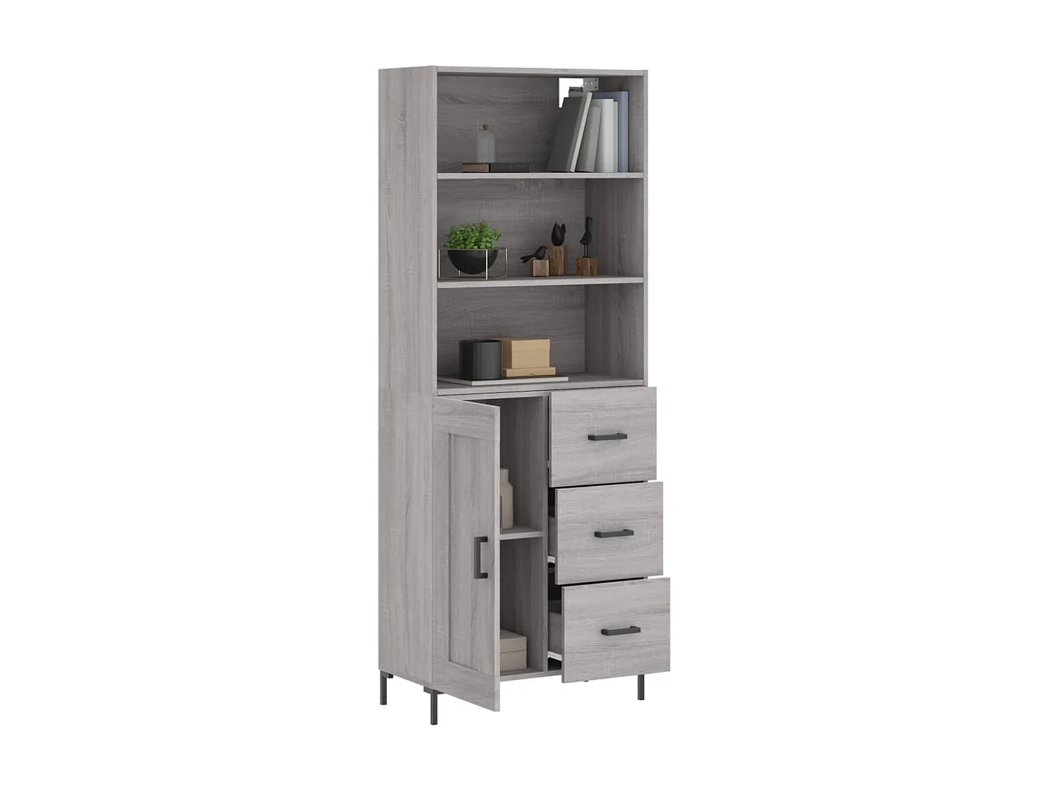 Buffet haut Sonoma gris 69,5x34x180 cm Bois d'ingénierie QWE78332