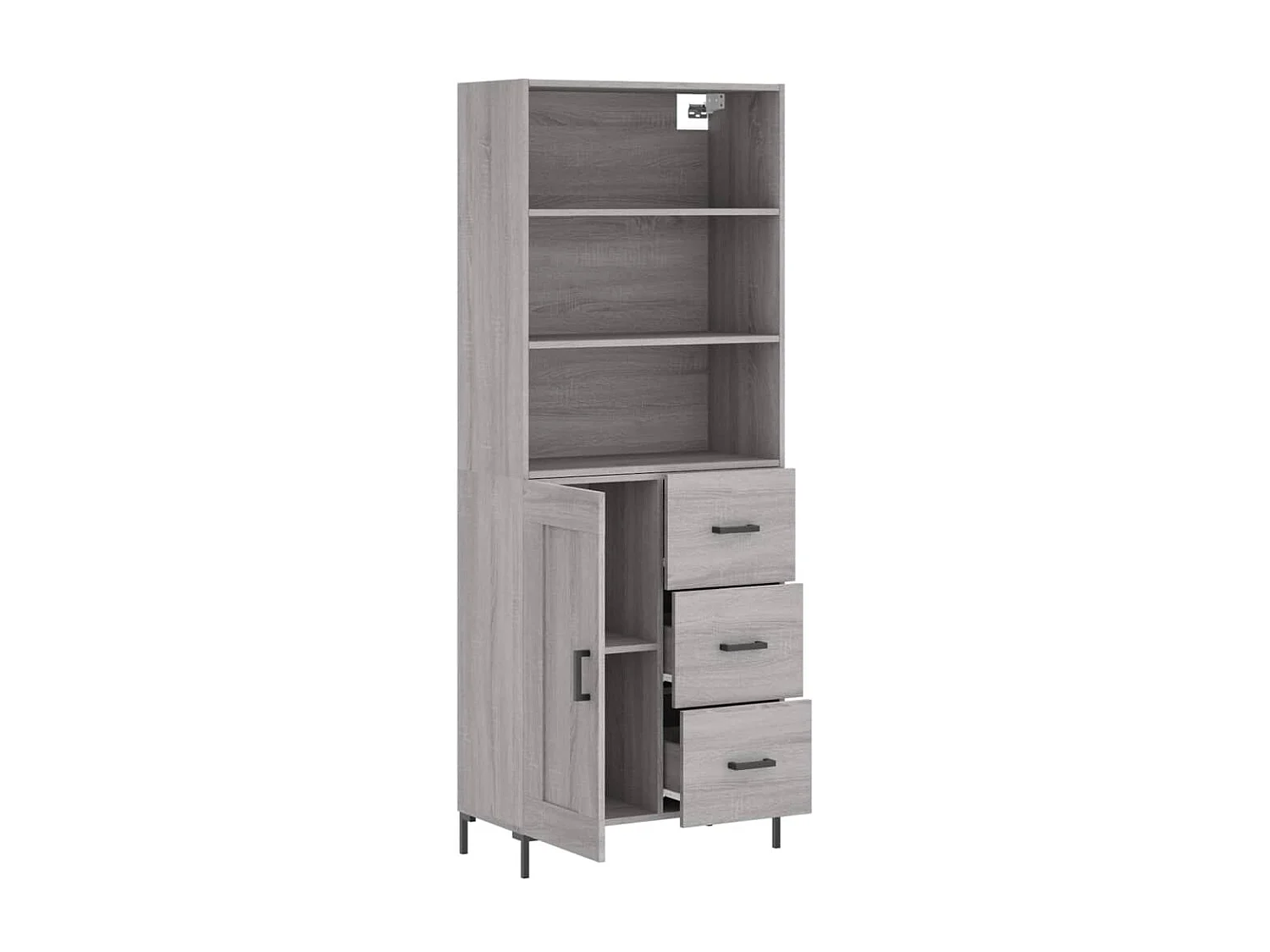 Buffet haut Sonoma gris 69,5x34x180 cm Bois d'ingénierie QWE78332