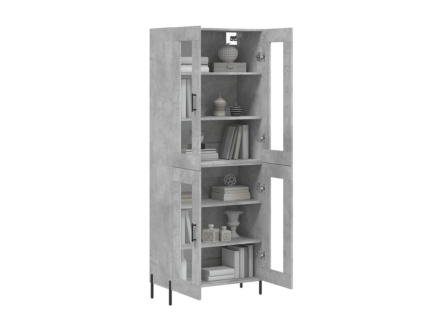 Aparador alto madera contrachapada gris hormigón 69,5x34x180 cm ES13498