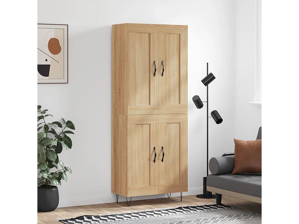 Buffet haut Chêne sonoma 69,5x34x180 cm Bois d'ingénierie QWE44421