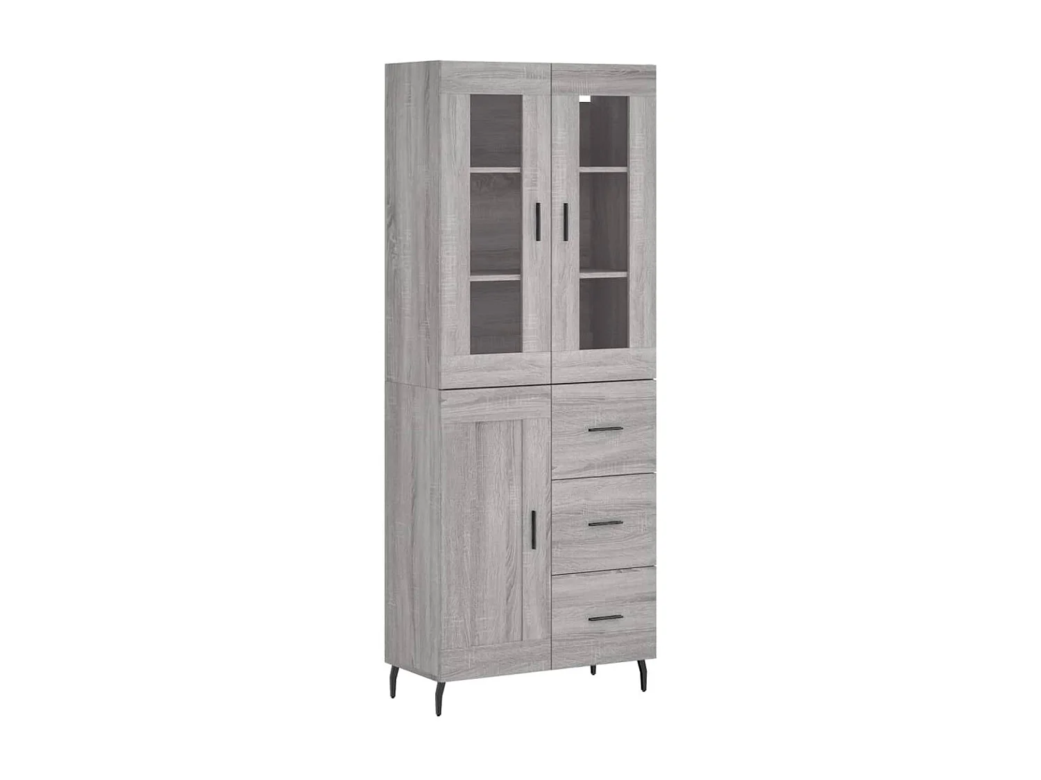 Aparador alto madera contrachapada gris sonoma 69,5x34x180 cm ES93165