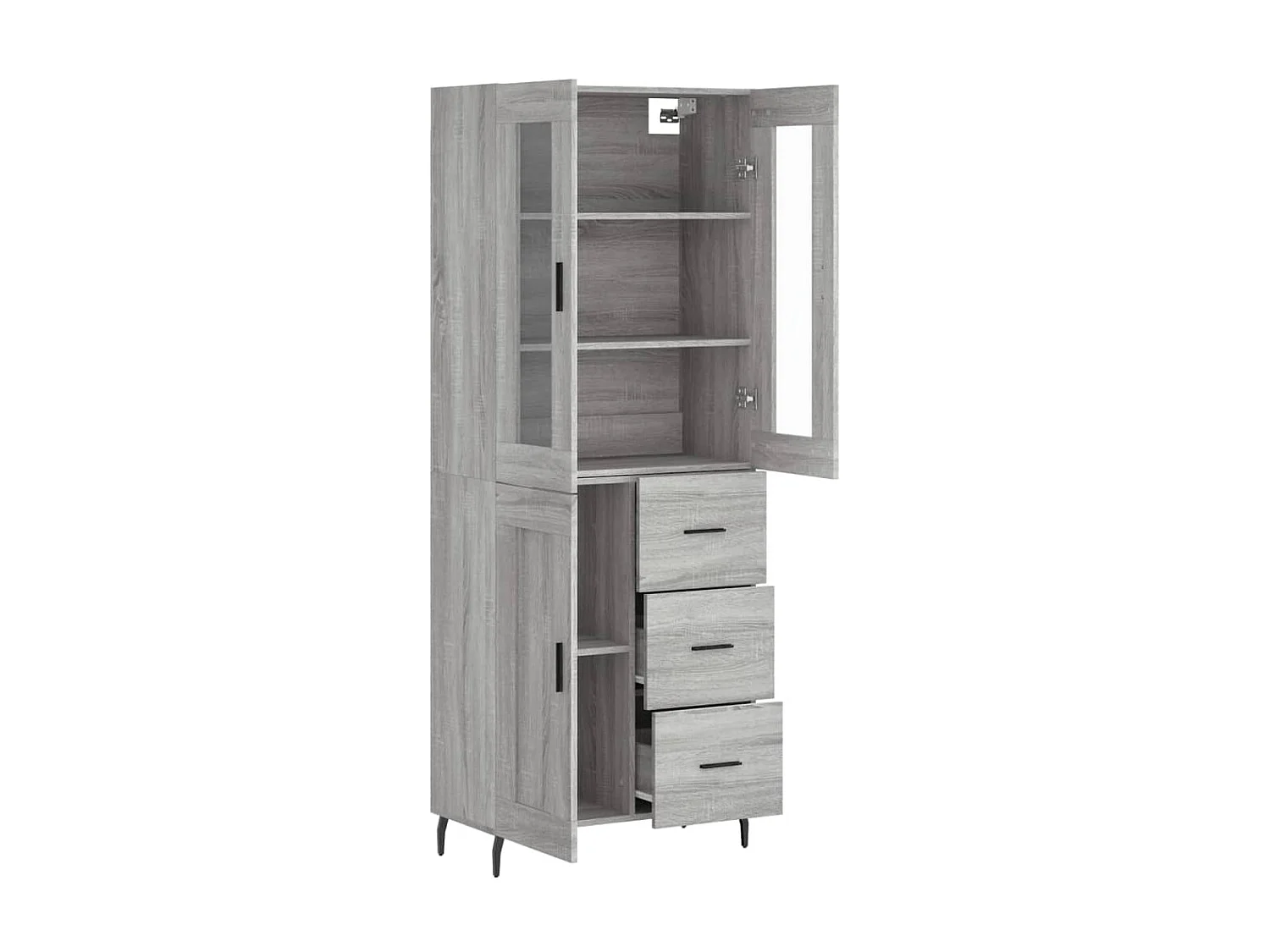 Aparador alto madera contrachapada gris sonoma 69,5x34x180 cm ES93165