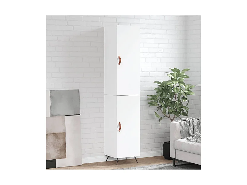 Buffet haut Blanc 34,5x34x180 cm Bois d'ingénierie QWE15795